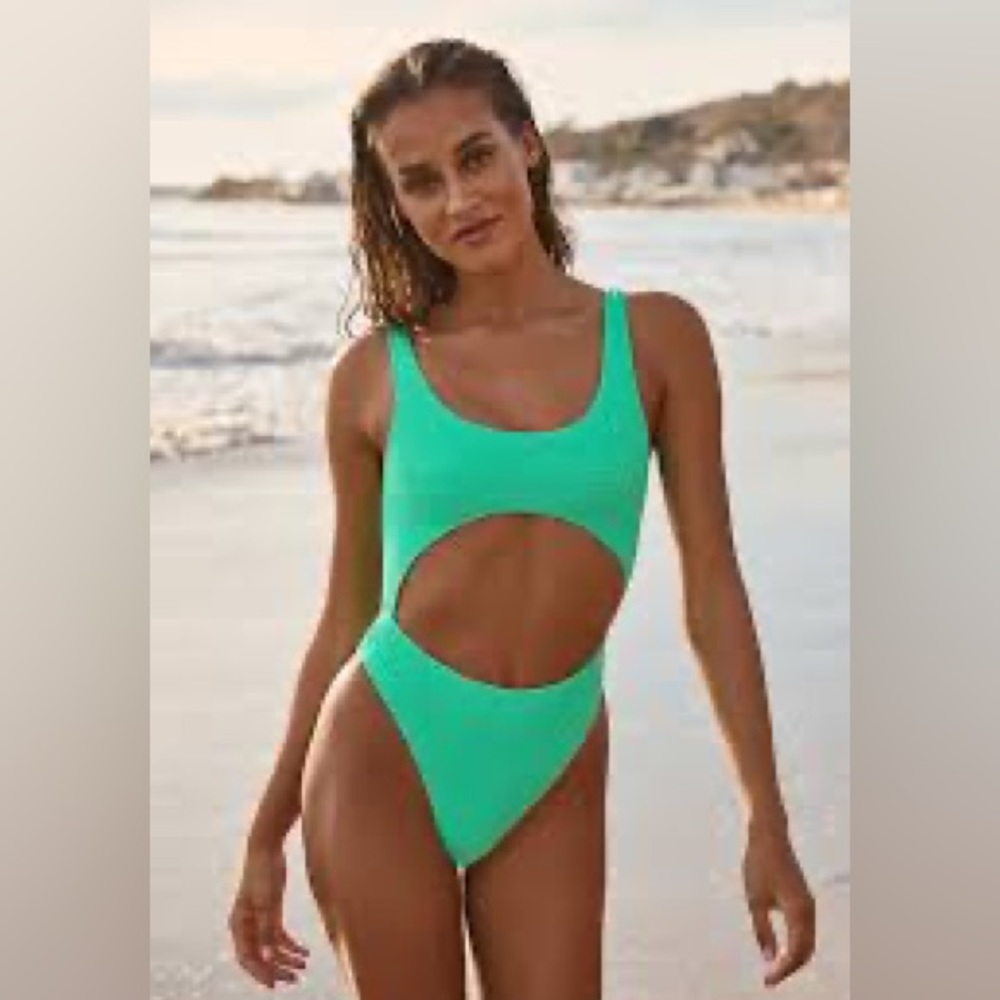 LA hearts (carried at Pacsun) neon green cut out suit